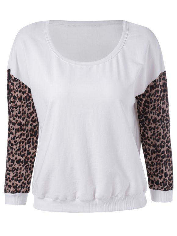 Casual Leopard Print Women's Sweatshirt - Blanc S