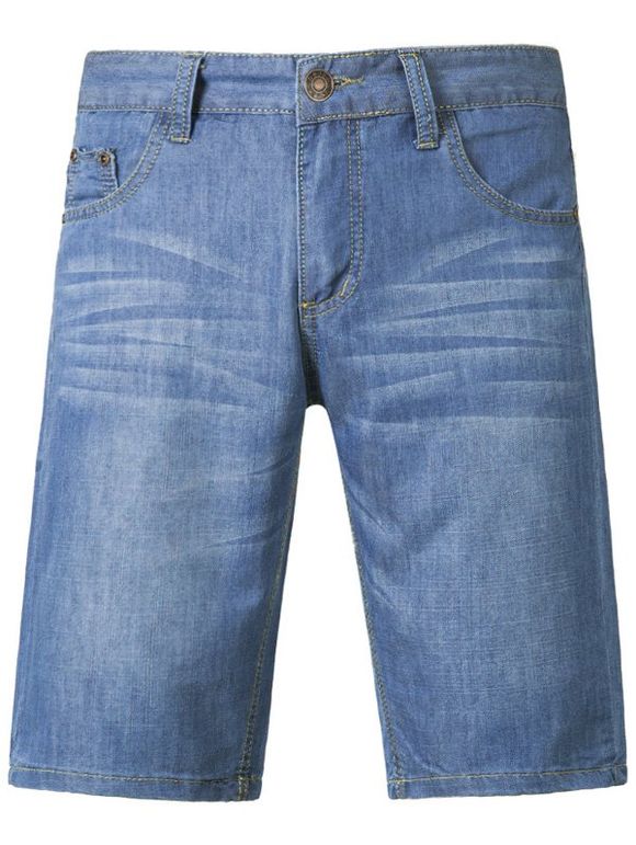 Simple Light Wash Jeans Shorts For Men - Bleu clair 38