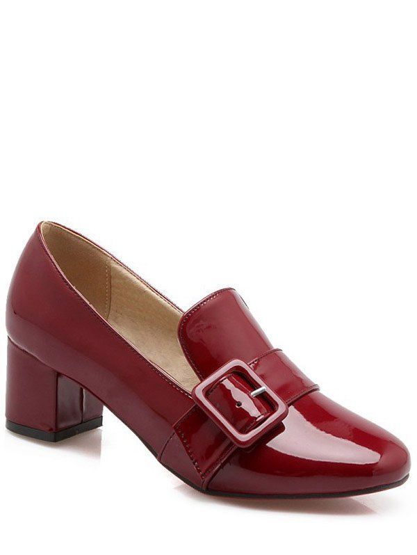 

Fashion Patent Leather and Buckle Design Women's Pumps, Wine red