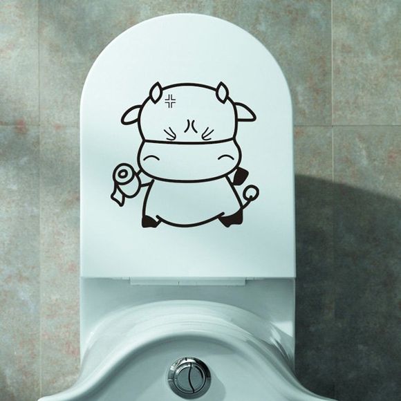 Cartoon Belle Bovins de tissus toilettes Stickers muraux - Noir 