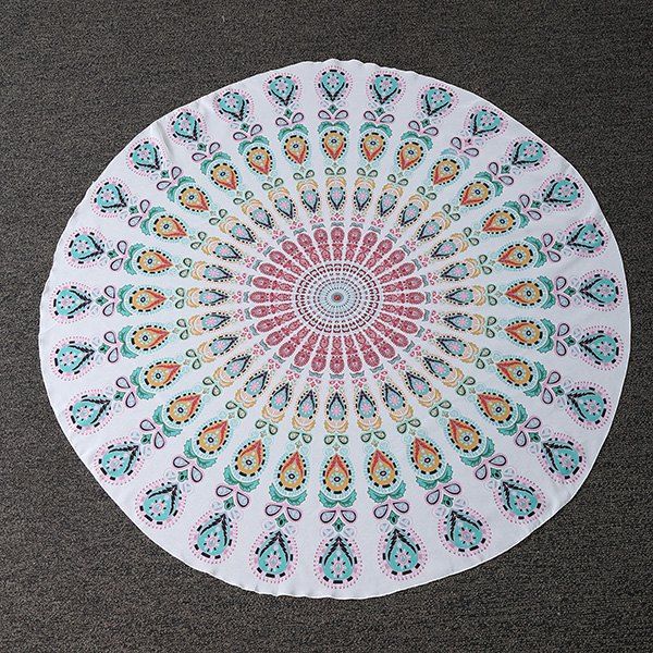 

Cool Summer Chiffon Mandala Yoga Mat Gypsy Cotton Tablecloth Round Beach Throw Shawl Wrap Scarf, White