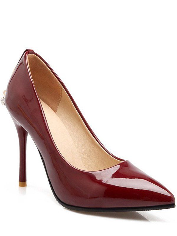 

Graceful Metal and Rhinestones Design Women's Pumps, Wine red