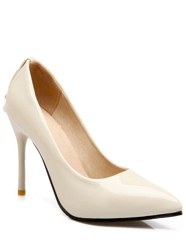

Graceful Metal and Rhinestones Design Women's Pumps, White