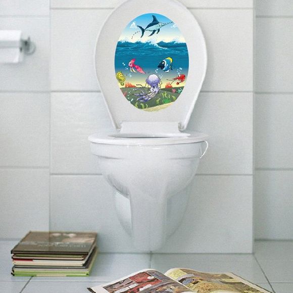 Colorful toilettes étanche Cartoon Marine Life Stickers - multicolore 