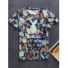 T-Shirt Cobblestone 3D Print manches courtes col rond Hommes  's - multicolore 2XL