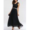 Attractive Women's Lace Spliced Open Work Chiffon Dress - BLACK S