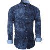 Chemise Tie-Dye Ethnique à Manches Longues à Col Rabattu pour Homme - Bleu profond 2XL