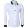 Mode Hit Couleur Turn-Down Collar manches longues T-shirt pour les hommes - Blanc 2XL