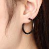 Pair of Rock Style Black Polished Surface Hoop Earrings For Women - Noir 