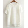 Surdimensionné Brief rayé High Low Hem T-shirt - Blanc 3XL
