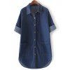 Brief Plus Size Double poches Denim Shirt - Bleu 4XL