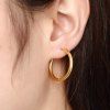 Paire de l'or élégant plaqué surface poli Big Boucles d'oreilles pour les femmes - d'or 