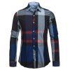 Chemise à manches longues de Plaid collier Turn-down Hommes - Bleu Saphir XL