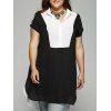 Élégant Plus Size Color Block Dress Shirt - Blanc et Noir 3XL