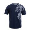 T-Shirt à Manches Courtes et à Col Rond d'Impression de Style de Tatouage de Tigre pour Homme - Cadetblue XL