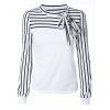 Simple à manches longues bowknot Haut de la femme - Blanc M