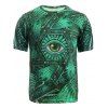 Col rond 3D géométrique et Eye Imprimer T-shirt de manches courtes hommes - Vert XL