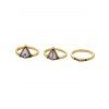 Élégant Gravé bord Résine strass Triangle Géométrique Ring Set pour les femmes - d'or 