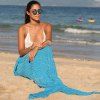 Chic Qualité bleu Crochet Knitting Mermaid Tail design Blanket - Bleu 