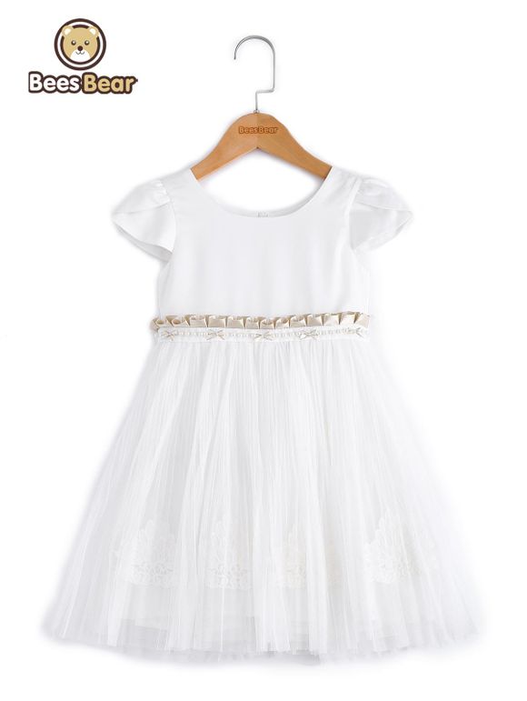 Doux manches courtes White Ball robe - Blanc CHILD-10