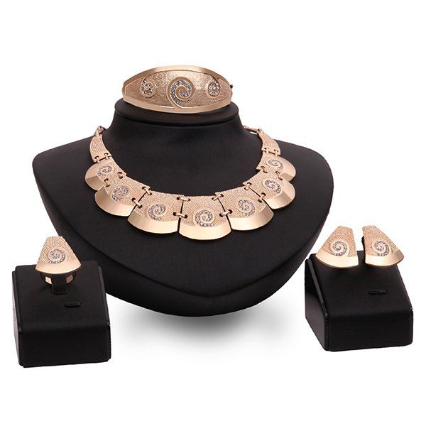 

Rhinestone Geometric Cut Out Necklace Set, Rose gold