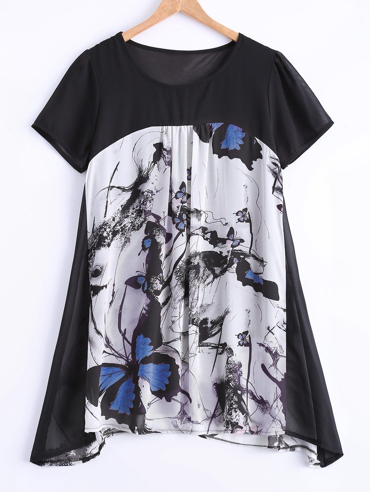 [41% OFF] 2021 Plus Size Sweet Butterfly Print Asymmetrical Blouse In ...