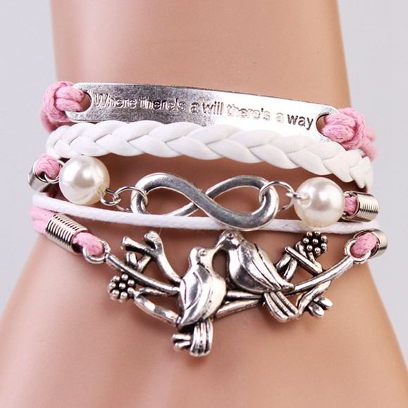 Oiseaux romantiques Trendy Strand Bracelet pour les femmes - Rose 