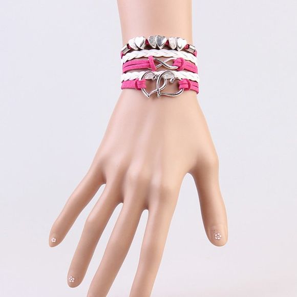 Trendy Interlink Coeur Strand Bracelet pour les femmes - Rose 