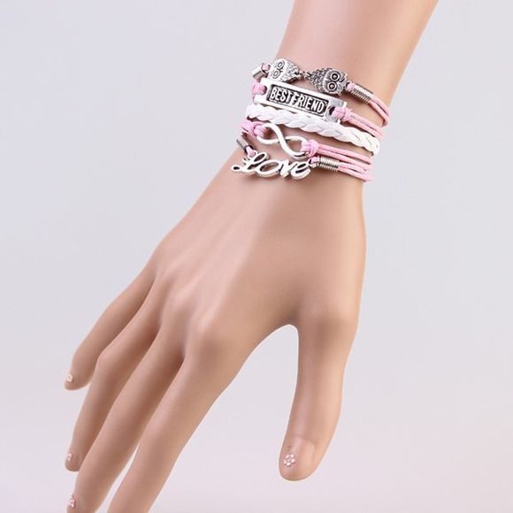 Trendy Infini Owl Strand Bracelet pour les femmes - Rose 