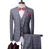 Plaid One-Button revers manches longues hommes d  'Three-Piece Suit (Blazer + Gilet + Pantalon) - Gris M