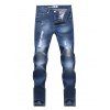 Jambe droite Zipper Fly Scratch Men 's  Ripped Jeans - Bleu 38