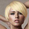 Women 's  Court Side droite Bang Fashion perruque de cheveux humains - Brun d'Or avec Blonde 