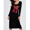 Casual Number Back Slit Dress For Women - Noir 2XL