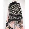 Écharpe en Pashmina Chaude avec Franges à Imprimé Géométrique Style Bohémien pour Femmes - Noir 