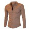 Pocket Design Solid Color Long Sleeve Men's Shirt - Camel M