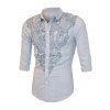Turn-Down Collar Paisley Print Splicing Long Sleeve Men's Shirt - Bleu XL