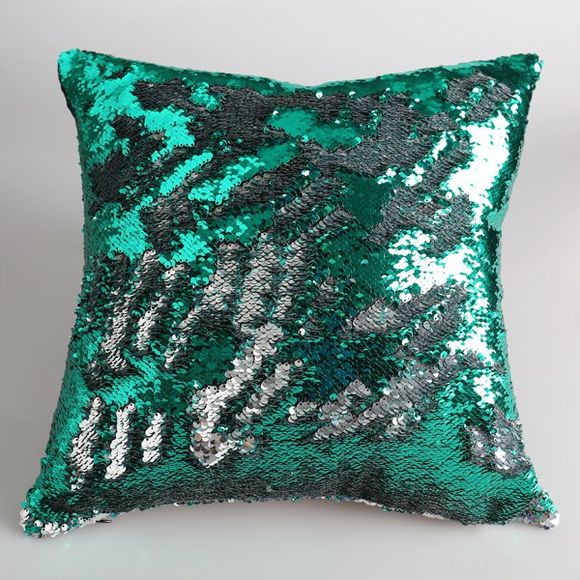 Exquisite Green DIY et Silver Sequins Agrémentée Taie Sofa - Argent / Vert 