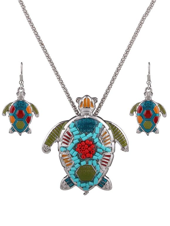 Élégant Perles Multicolor Tortue Collier Set pour les femmes - coloré 