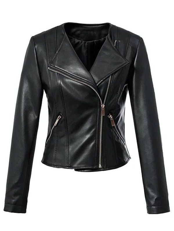 [17% OFF] 2021 Cool Zipper Design All Black Jacket In BLACK | DressLily