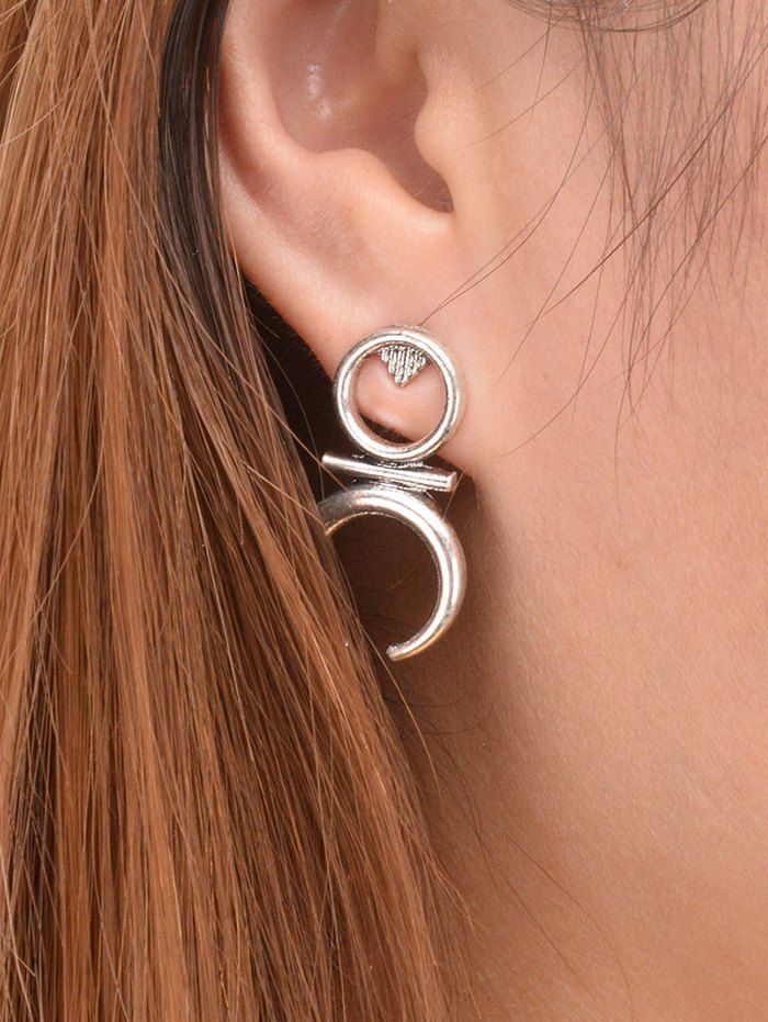 

Round Moon Drop Earrings, Silver