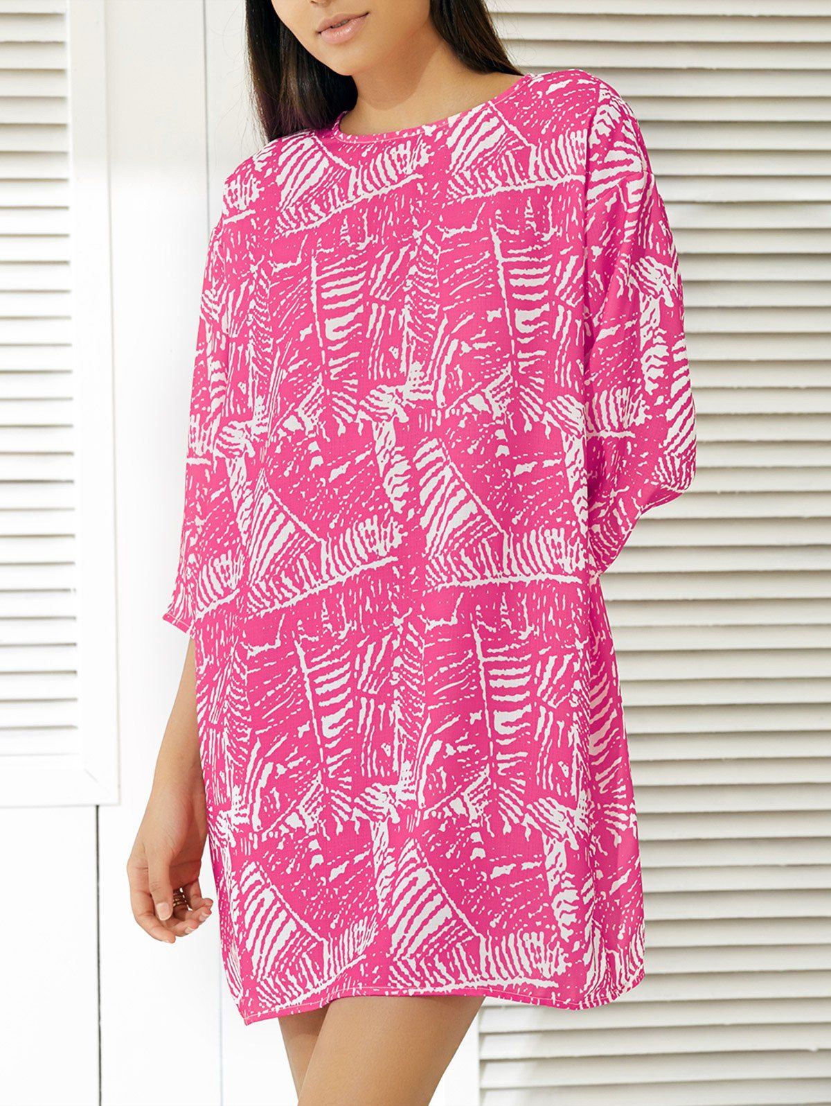 

Fashionable Abstract Pattern Dress For Women, Rose