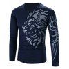 T-shirt Homme Style Tatouage Imprimé Tigre à Col Rond Manches Longues - Cadetblue 3XL