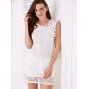 Simple Col sans manches Scoop Solid Color See-Through Dress Women 's - Blanc S