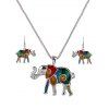 Enamel Multicolor Elephant Necklace and Earrings - COLORFUL 
