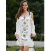 Sweet Spaghetti Strap Long Sleeve Cut Out Lace Dress For Women - Blanc L