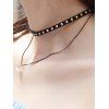 Noir élégant Rivet Layered Faux collier de perles Choker pour les femmes - Noir 
