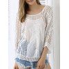 Chic Plaid Crochet See-Through Blouse - Blanc ONE SIZE