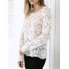 Chic Sclloped Lace Crochet évider Spliced ​​Blouse - Blanc ONE SIZE