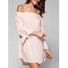 Sweet Women's Off-The-Shoulder Bowknot Loose Dress - PINK M