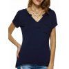 Chic V-Neck Pocket T-shirt de femmes de couleur de l  'solide - Bleu Violet XL